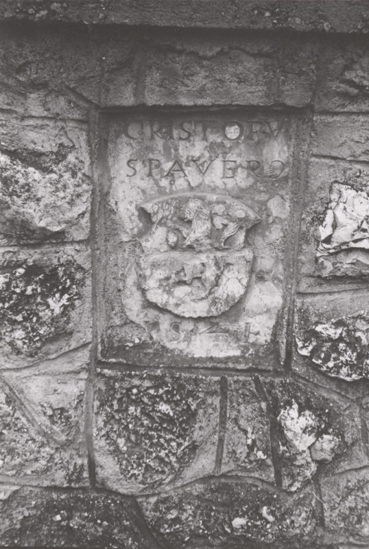 Stemma gentilizio famiglia Spaur infisso su parte del muro di recinzione della casa p.ed. 183 CC. Flavon (ALTRO) - CONTA' (TN) 